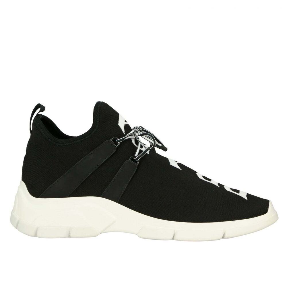 Prada Mens XY Logo Sock Black White Knit Flat Trainer Sneaker UK 10 US 11 12